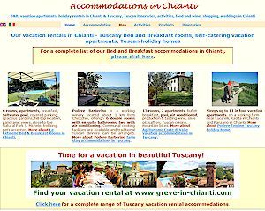 Accommodations in Chianti Bed & Breakfast rooms vacation apartments in Chianti